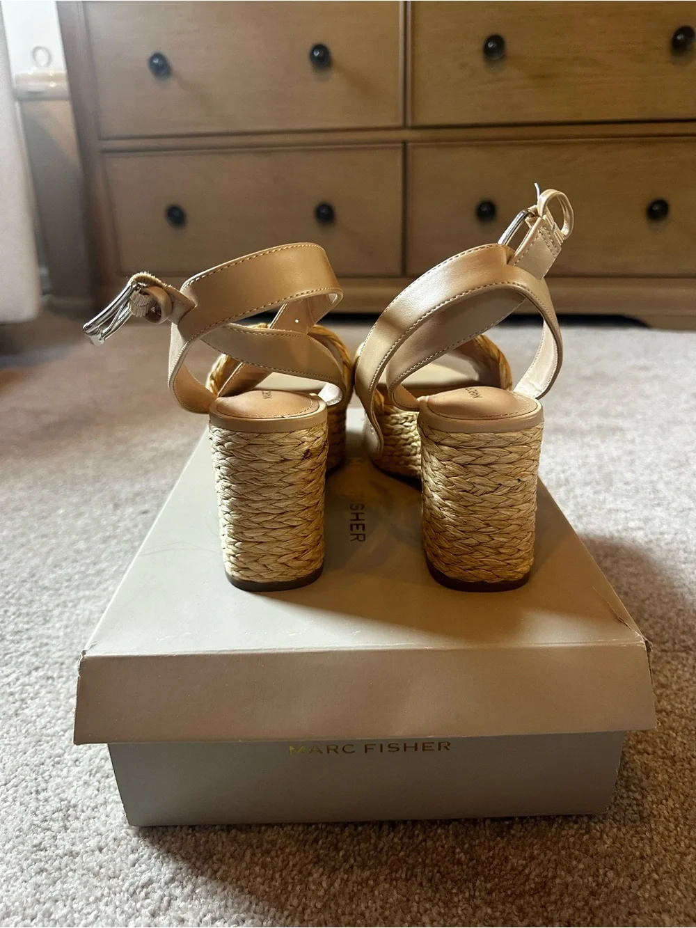 Marc Fisher Braided Espadrille Platform Wedge Sandal in Natural